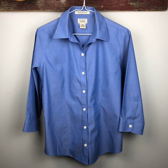 LL Bean blue shirt for women, Wrinkle Resistant, Size Woman US XS - Picture 2 of 8